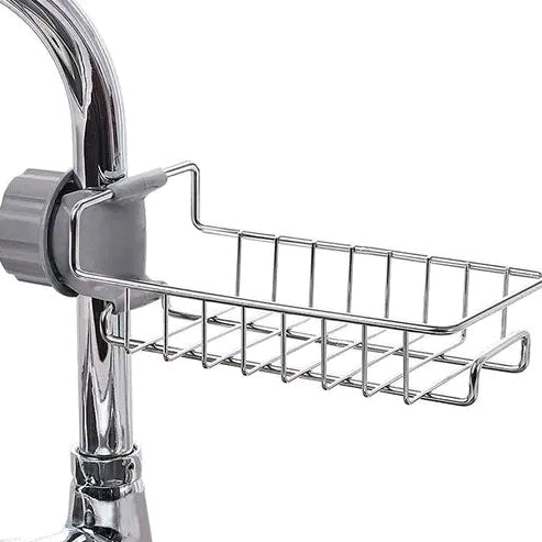 ArrayStyle Stainless Steel Sink Sponge Caddy Organizer,Tap Organiser Clip Storage Rack Practical Home Kitchen