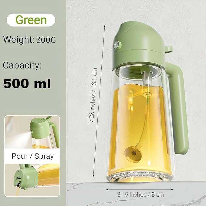Oil Dispenser 500ml Oil Sprayer Bottle for Cooking 2 in 1 Oil Dispenser for Kitchen Oil Sprayer For Air Fryer