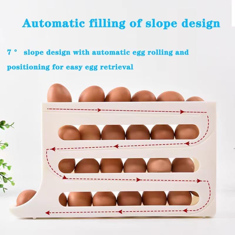 Egg Dispenser , 4-Tier Egg Storage for Fridge, Holds upto 30 Eggs