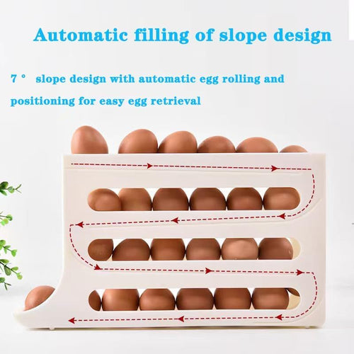 Egg Dispenser , 4-Tier Egg Storage for Fridge, Holds upto 30 Eggs