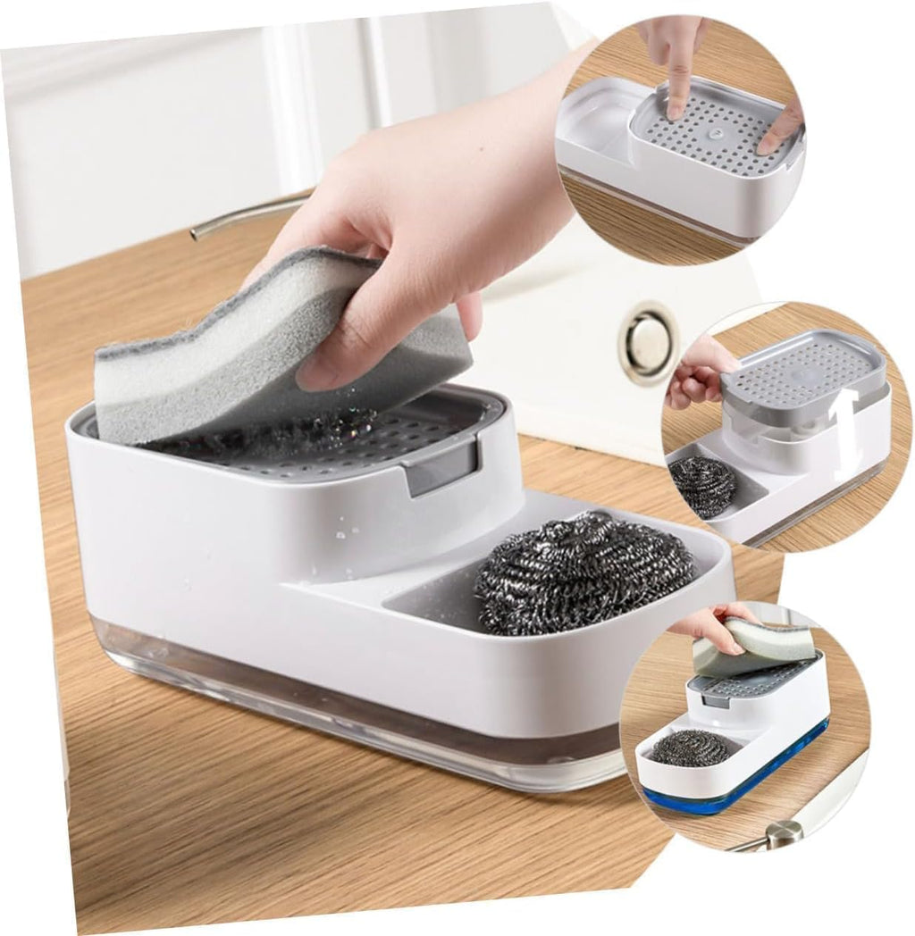 Plastic Dishwashing Soap Dispenser Countertop Soap Pump Dispenser Addy Sink Dishwashing Soap Dispenser For Kitchen Bathroom Liquid Dish Soap Dispenser with sponge Holder