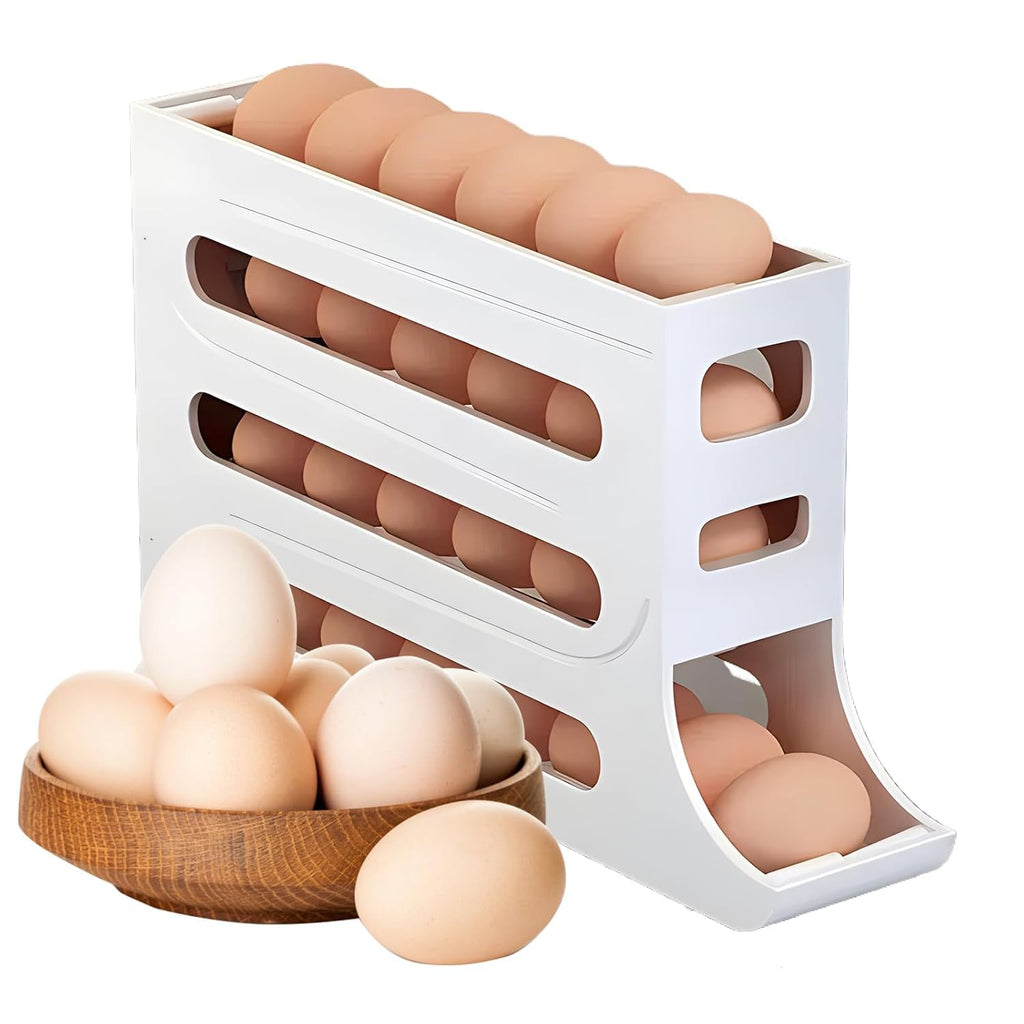 Egg Dispenser , 4-Tier Egg Storage for Fridge, Holds upto 30 Eggs