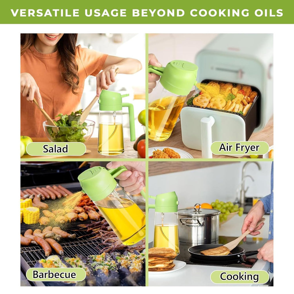 Oil Dispenser 500ml Oil Sprayer Bottle for Cooking 2 in 1 Oil Dispenser for Kitchen Oil Sprayer For Air Fryer