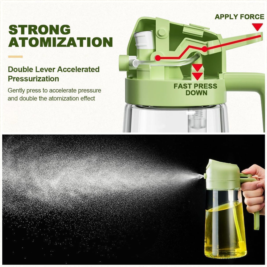 Oil Dispenser 500ml Oil Sprayer Bottle for Cooking 2 in 1 Oil Dispenser for Kitchen Oil Sprayer For Air Fryer