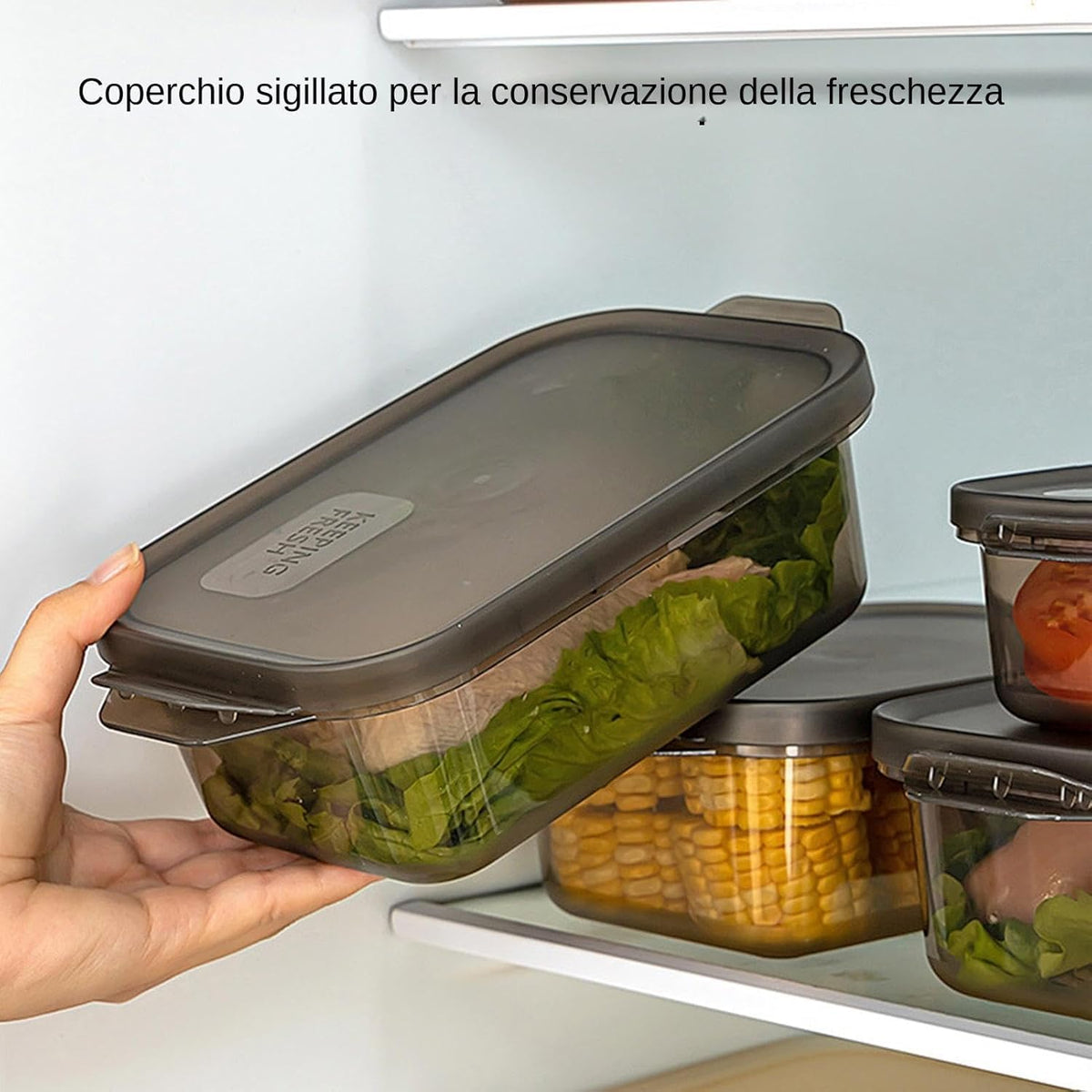 StyleX Store Food Storage Containers | Multipurpose Stackable Kitchen Storage Boxes | Airtight Refrigerator Organizer for Fruit, Vegetables, Cereal, and Snacks (Black-Set of 6)