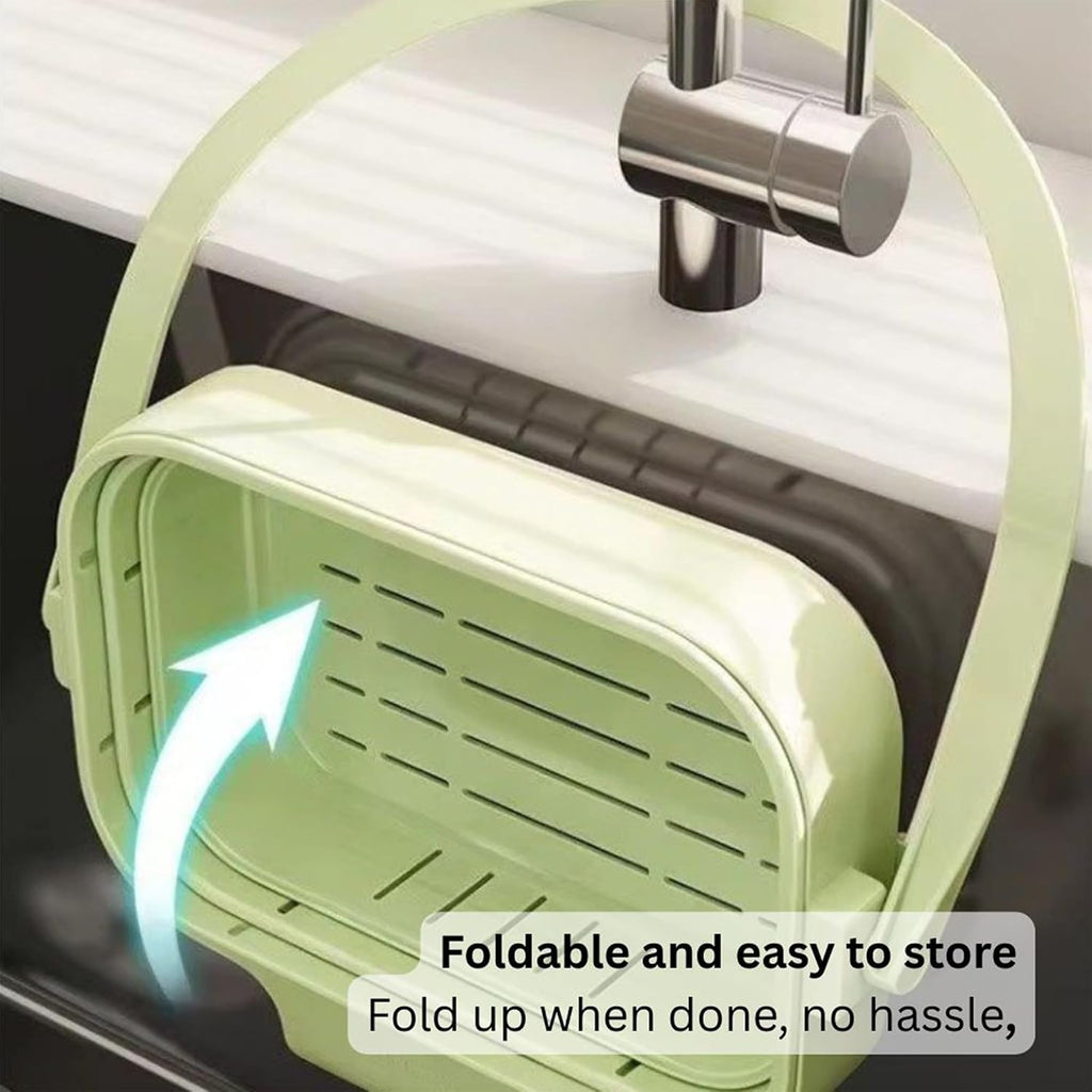 Parthen Enterprise Foldable Sink Drain Basket New Style Foldable Hanging Sink filter Sink Strainer Basket Plastic Kitchen Auto-dump Colander Strainer for Food Waste