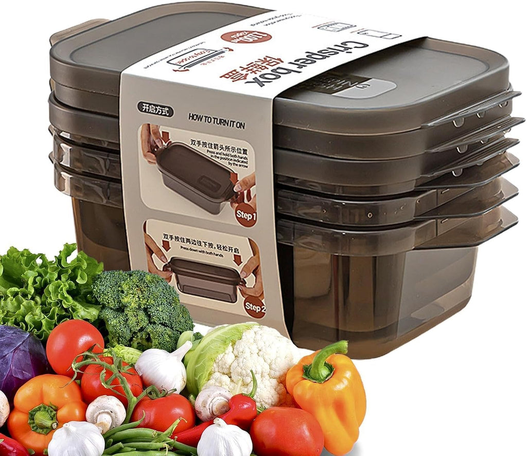StyleX Store Food Storage Containers | Multipurpose Stackable Kitchen Storage Boxes | Airtight Refrigerator Organizer for Fruit, Vegetables, Cereal, and Snacks (Black-Set of 6)