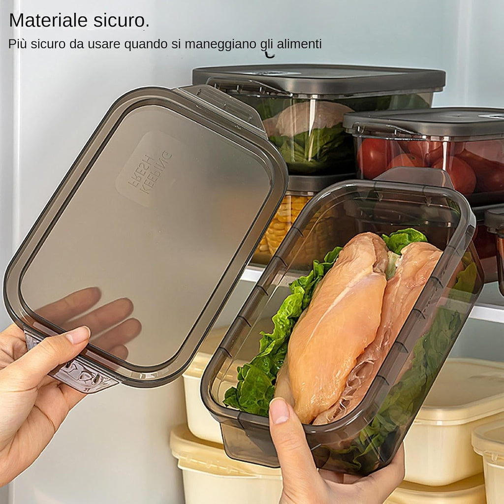 StyleX Store Food Storage Containers | Multipurpose Stackable Kitchen Storage Boxes | Airtight Refrigerator Organizer for Fruit, Vegetables, Cereal, and Snacks (Black-Set of 6)